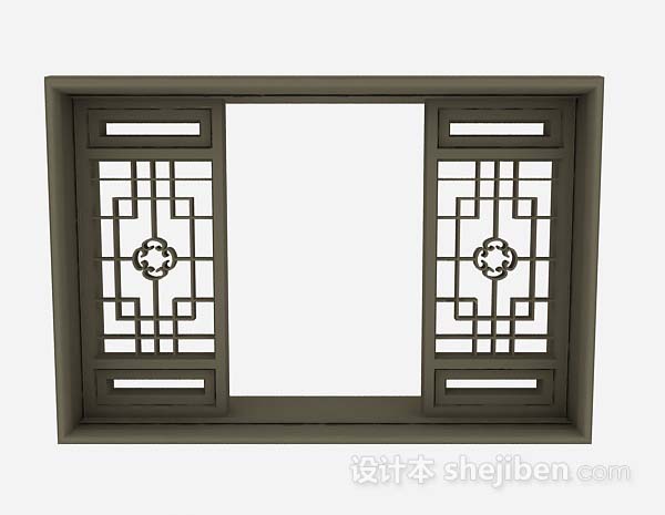 中式窗户3d模型下载