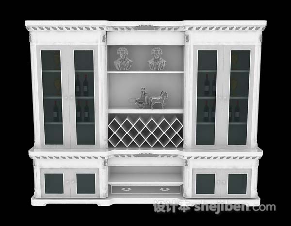 白色家居展示柜3d模型下载