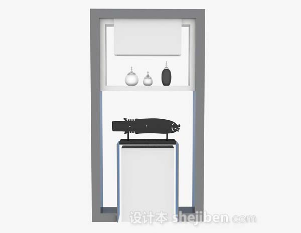 白色展示柜3d模型下载
