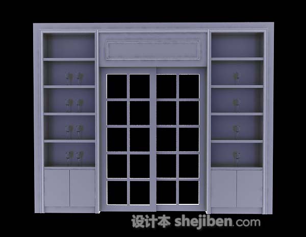 灰色木质展示柜3d模型下载