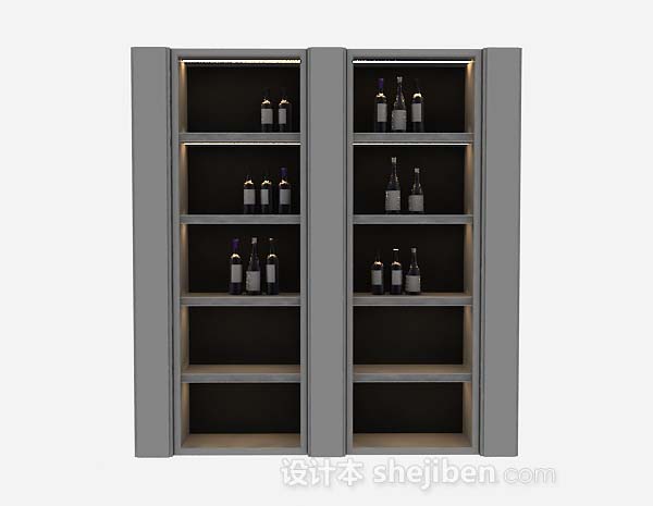 灰色酒柜3d模型下载