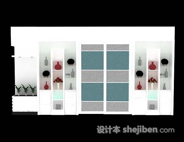 简约展示柜3d模型下载