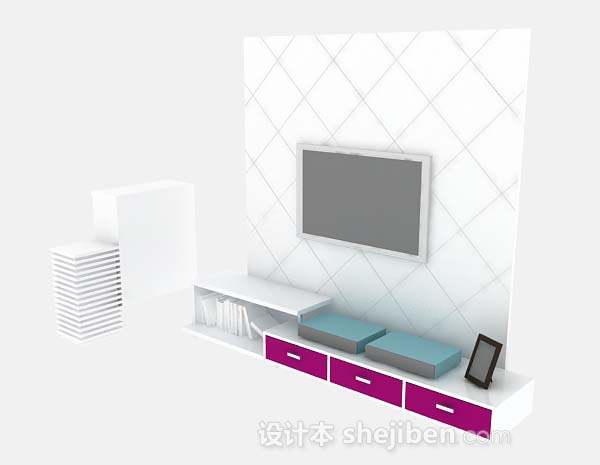 白色电视机3d模型下载