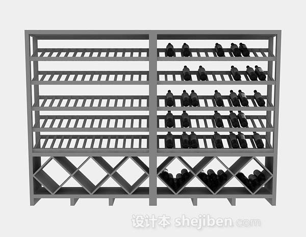 灰色酒柜架3d模型下载