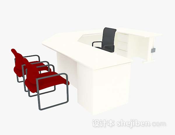简单办公桌椅组合3d模型下载