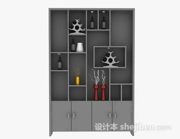 灰色展示柜3d模型下载