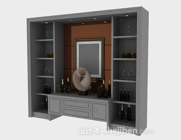 灰色家居展示柜3d模型下载