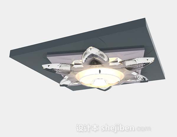 灰色花朵吸顶灯3d模型下载