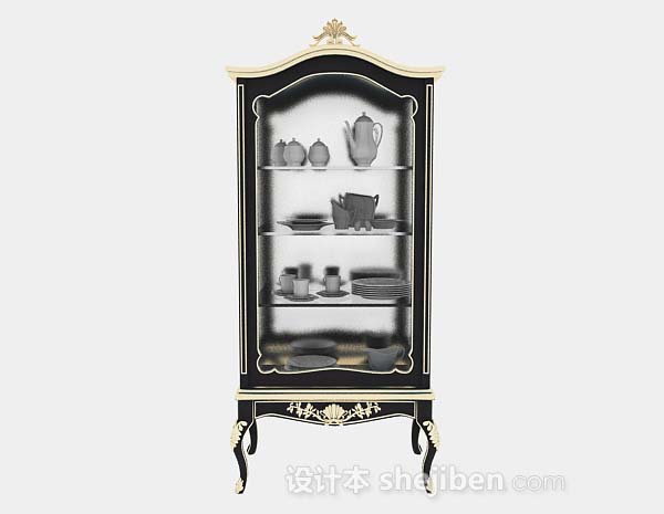 欧式黑色展示柜3d模型下载