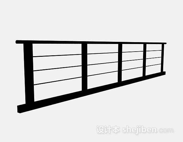 黑色简约栏杆3d模型下载