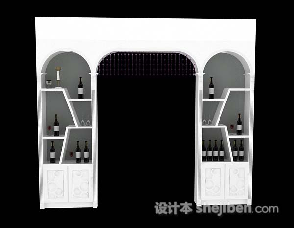 白色家居酒柜3d模型下载