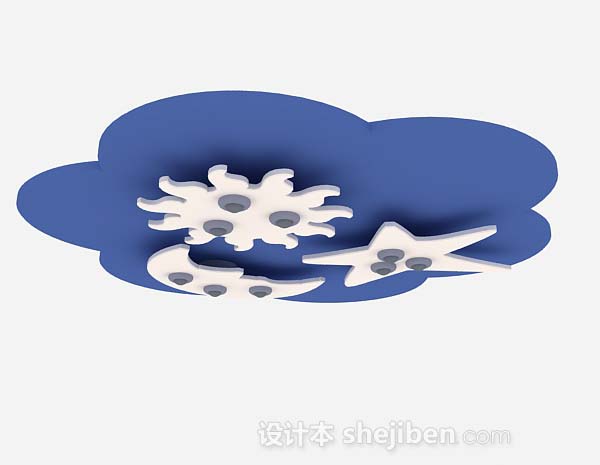 蓝色吸顶灯3d模型下载
