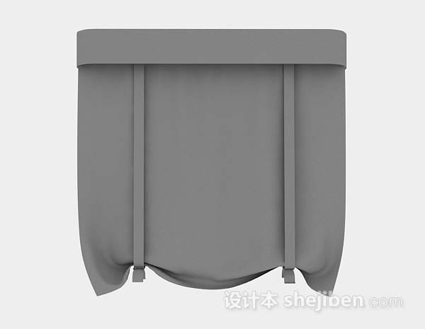 灰色简约窗帘3d模型下载