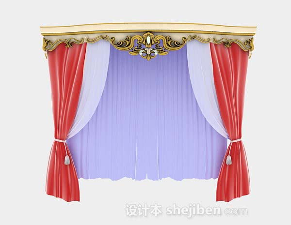 粉紫色窗帘3d模型下载