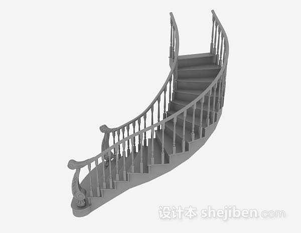 灰色楼梯3d模型下载