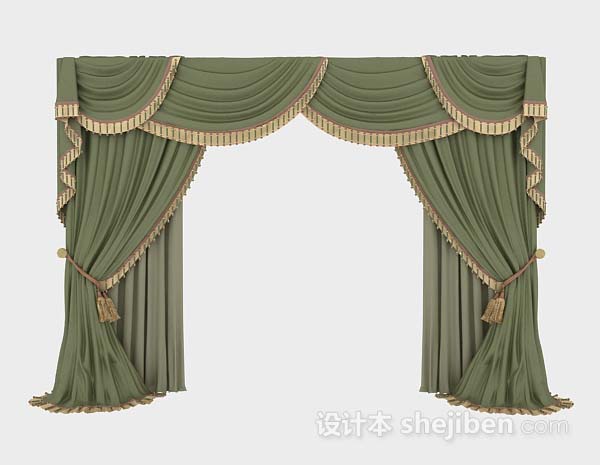绿色家居窗帘3d模型下载