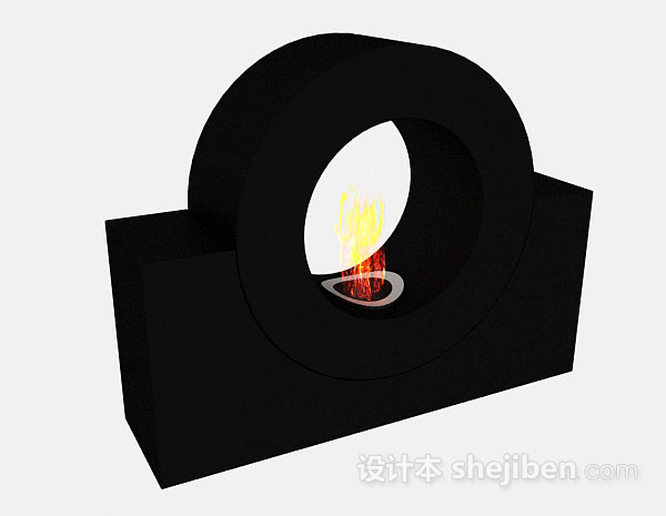 黑色简约个性壁炉3d模型下载