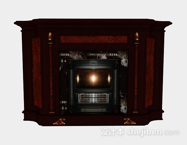 棕色壁炉3d模型下载
