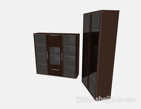 木质棕色展示柜3d模型下载
