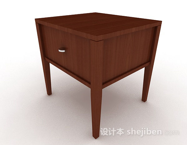 棕色木质简约床头柜3d模型下载