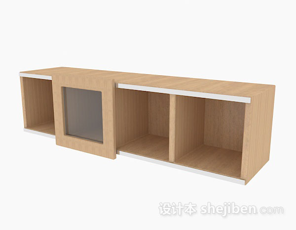 黄色木质简约电视柜3d模型下载