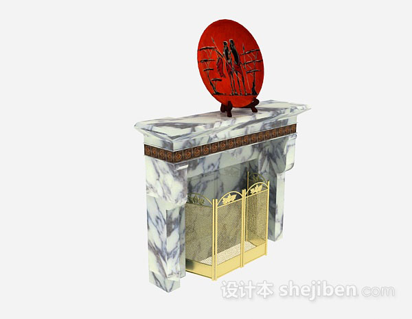 石材壁炉3d模型下载