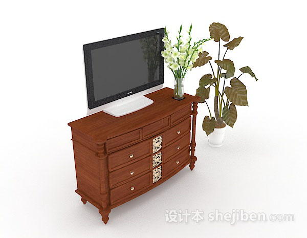 黑色挂式电视机3d模型下载