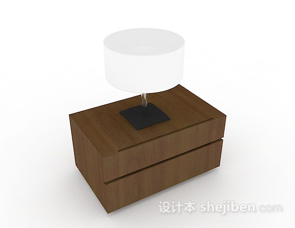 棕色木质床头柜3d模型下载