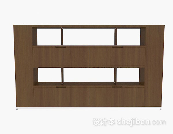 棕色木质展示柜3d模型下载