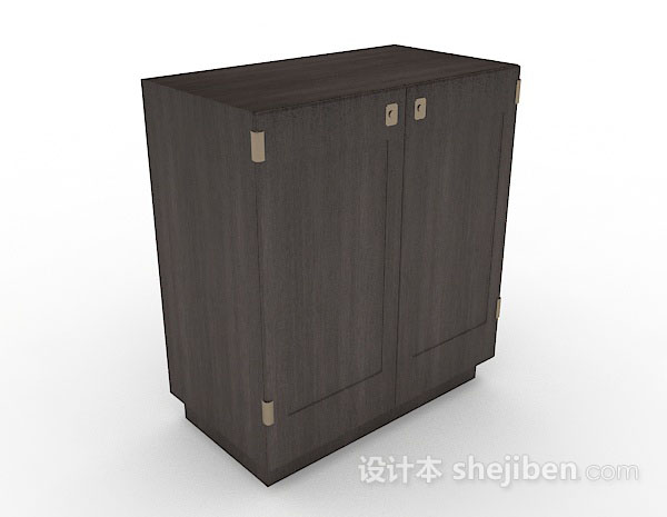 中式木质棕色衣柜3d模型下载