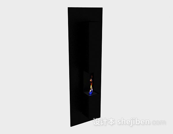 黑色简约壁炉3d模型下载