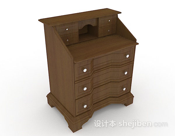 棕色木质床头柜3d模型下载