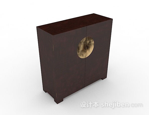 中式木质棕色衣柜3d模型下载