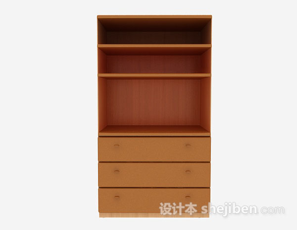 黄色木质展示柜3d模型下载