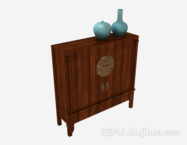 中式木质厅柜3d模型下载
