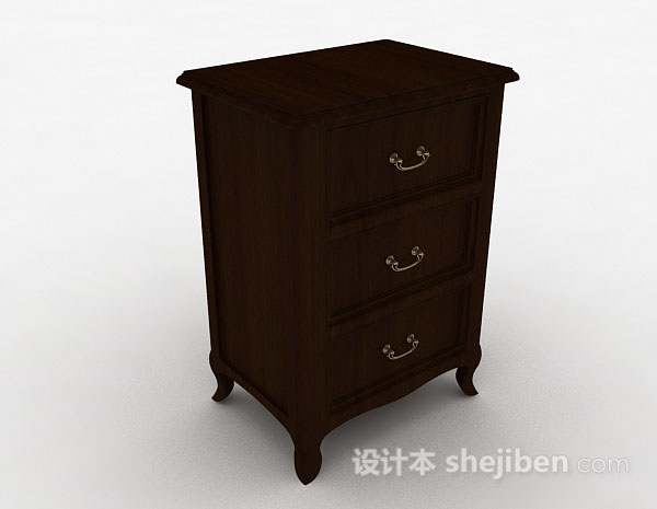 棕色木质床头柜3d模型下载