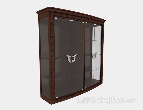 木质棕色展示柜3d模型下载