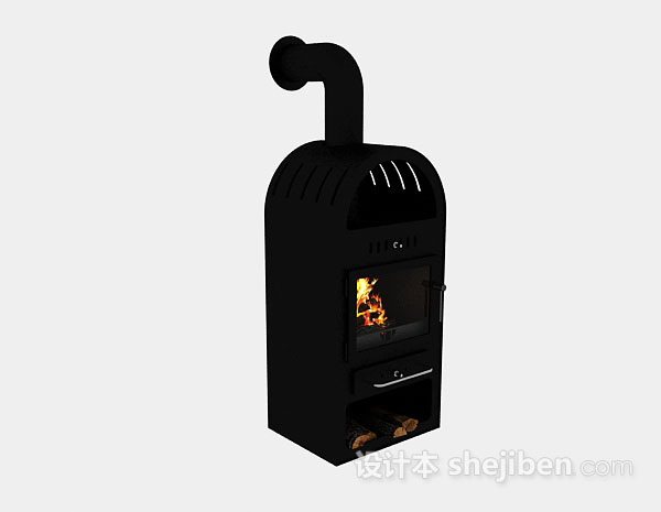 黑色壁炉3d模型下载