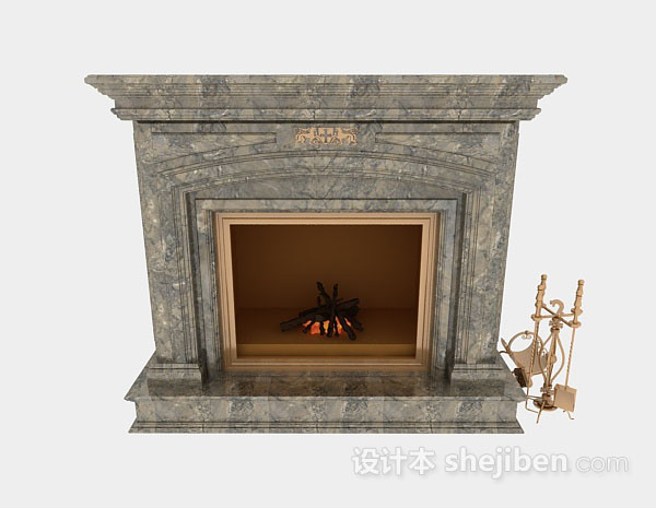 欧式简约壁炉3d模型下载