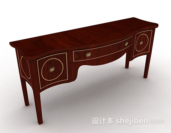 棕色木质书桌3d模型下载