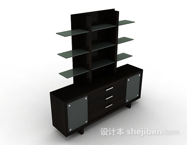 棕色木质展示柜3d模型下载