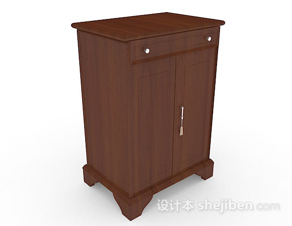 棕色木质衣柜3d模型下载