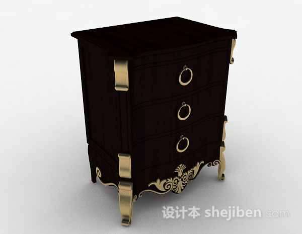 欧式棕色床头柜3d模型下载
