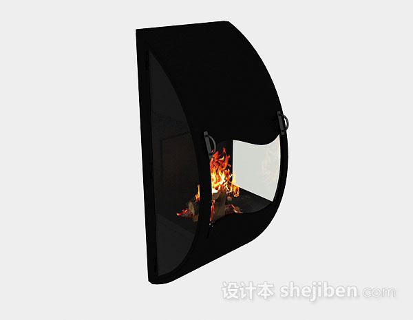 黑色简约壁炉3d模型下载