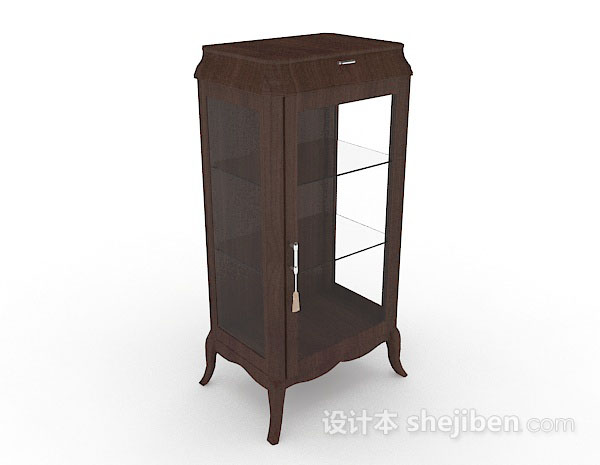 棕色木质展示柜3d模型下载