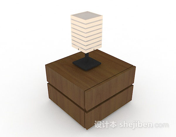 木质棕色床头柜3d模型下载