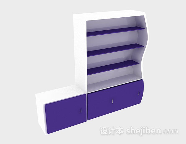紫色书柜3d模型下载