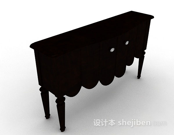 深棕色木质电视柜3d模型下载