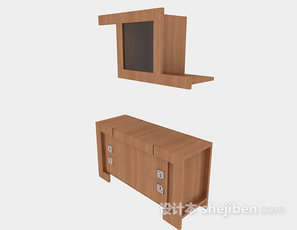 棕色木质橱柜3d模型下载