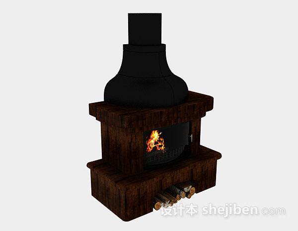 棕色壁炉3d模型下载